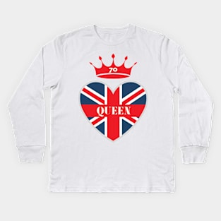 British Monarch Queen 70 Years Kids Long Sleeve T-Shirt